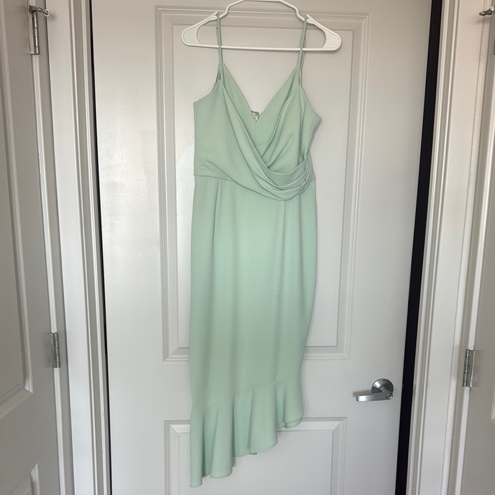 Elegant Mint Green Draped Dress